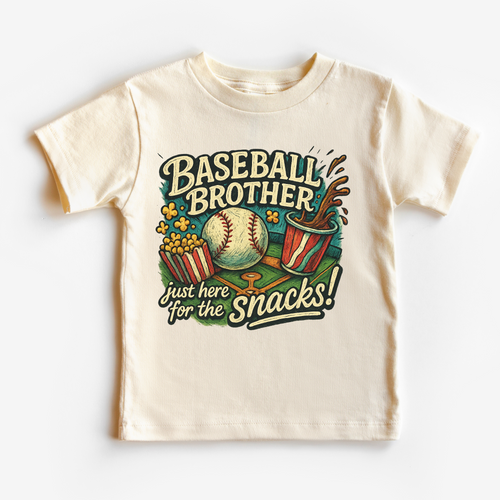 Children's t-shirt with 'Baseball Brother' graphic design on a white background
