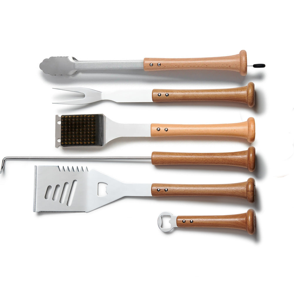 Baseball BBQ 6 Tool Player Combo Set – Ultimate 6-Piece Bat Handle Grill Bundle