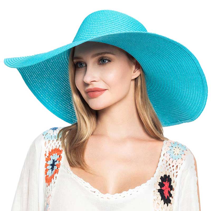 Solid Floppy Straw Sun Hat – Wide Brim, UV Protection, Packable & Crushable