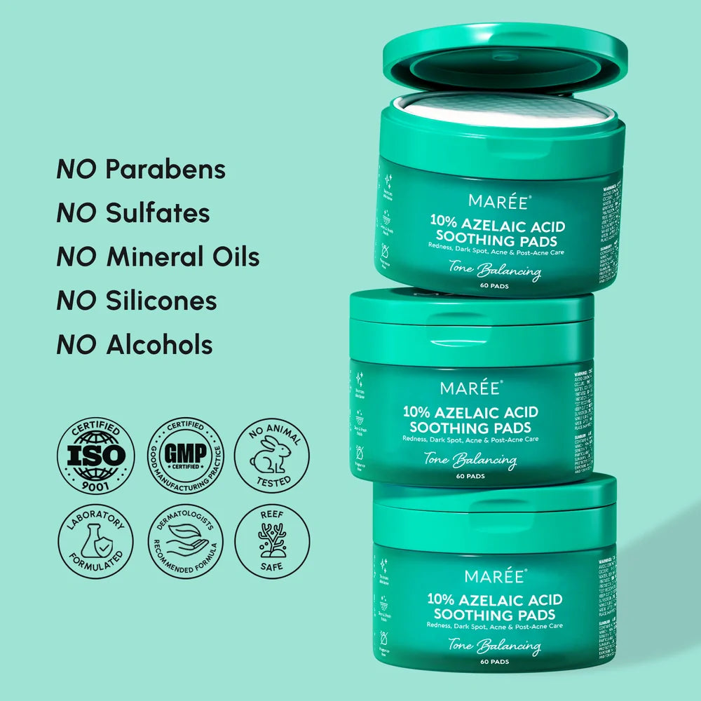 Marée® Azelaic Acid Pads – Brightening & Blemish-Reducing Toner Pads