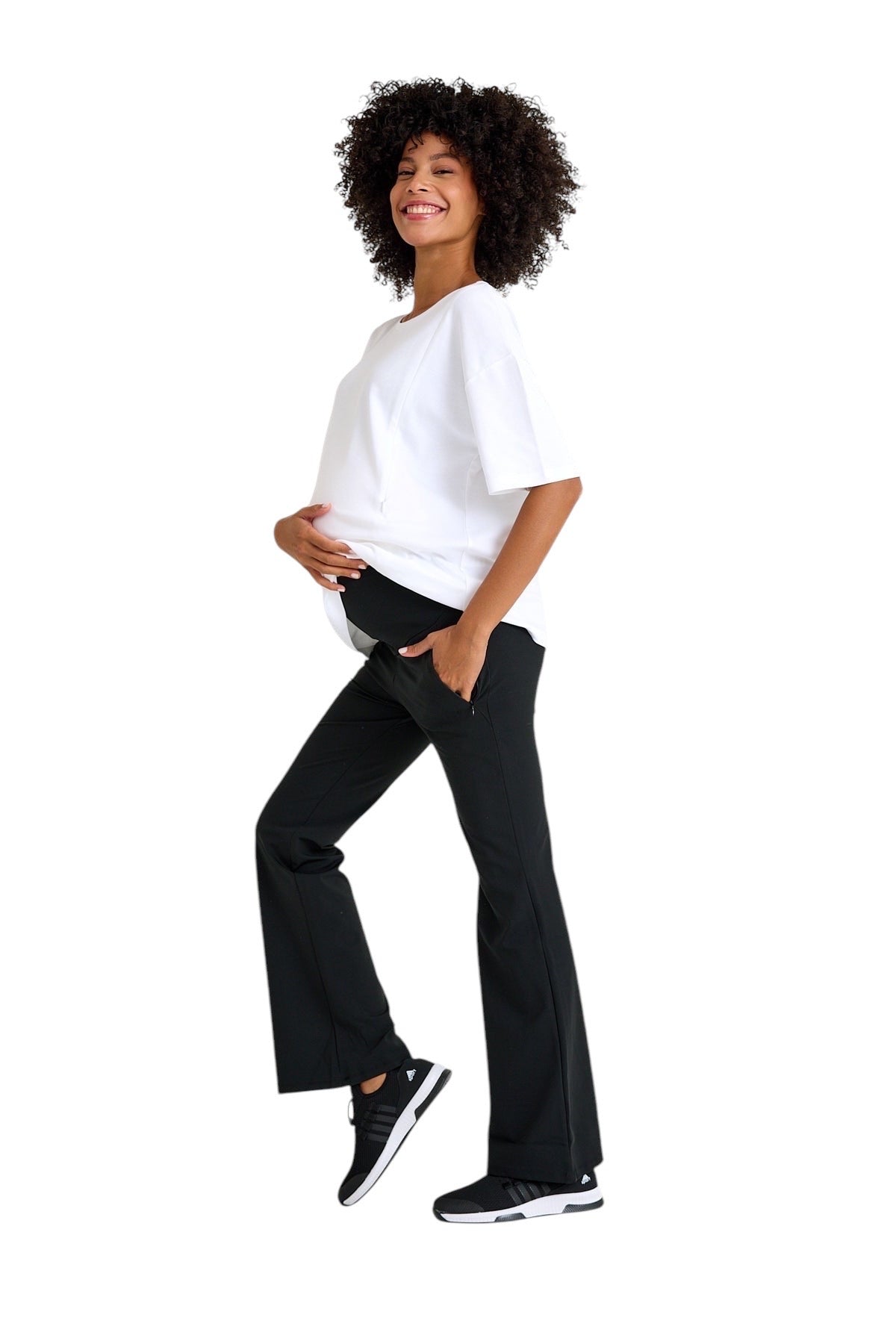 Maternity Flare Trousers – High-Waist Warm Lined Pregnancy Pants