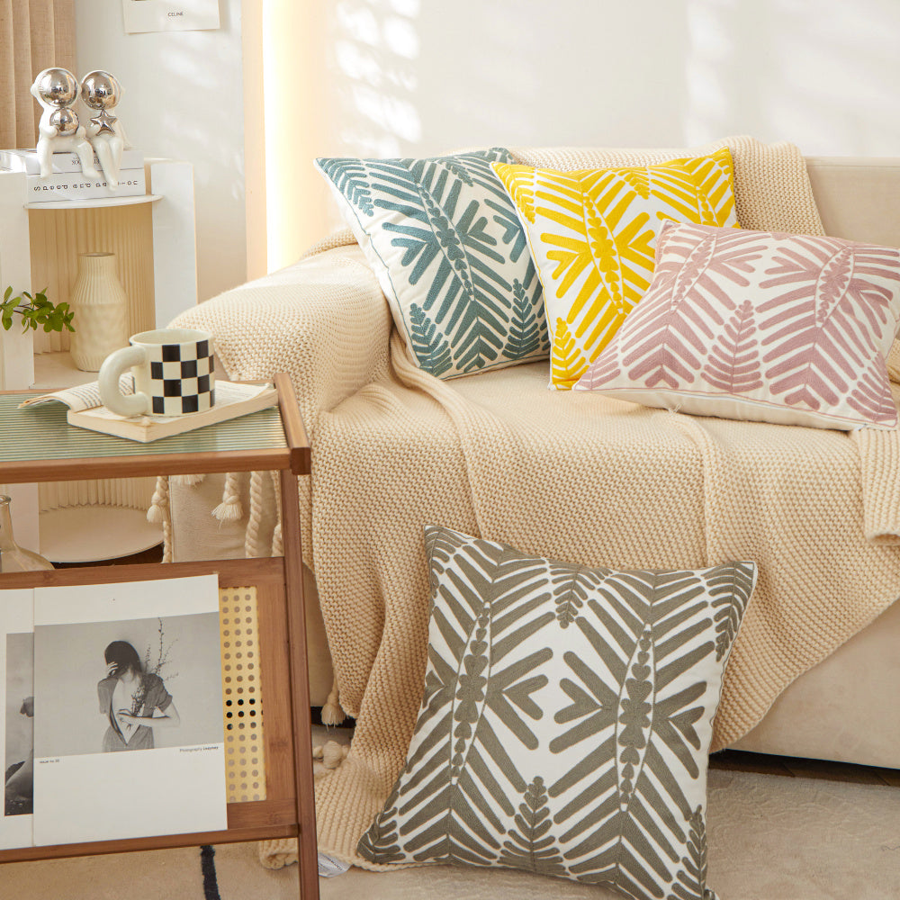 Botanical Print Throw Pillow with Insert – 18”x18” Decorative Accent Pillow