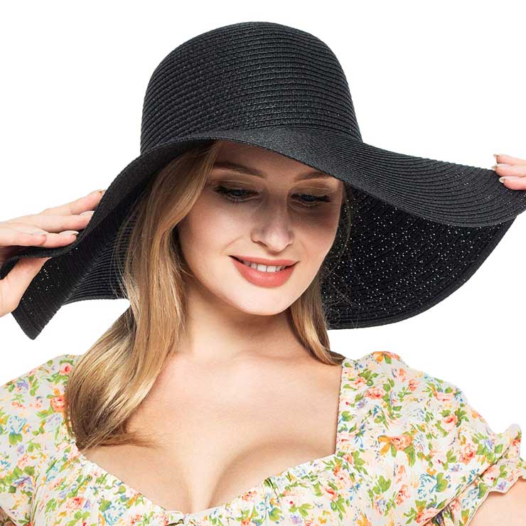 Solid Floppy Straw Sun Hat – Wide Brim, UV Protection, Packable & Crushable