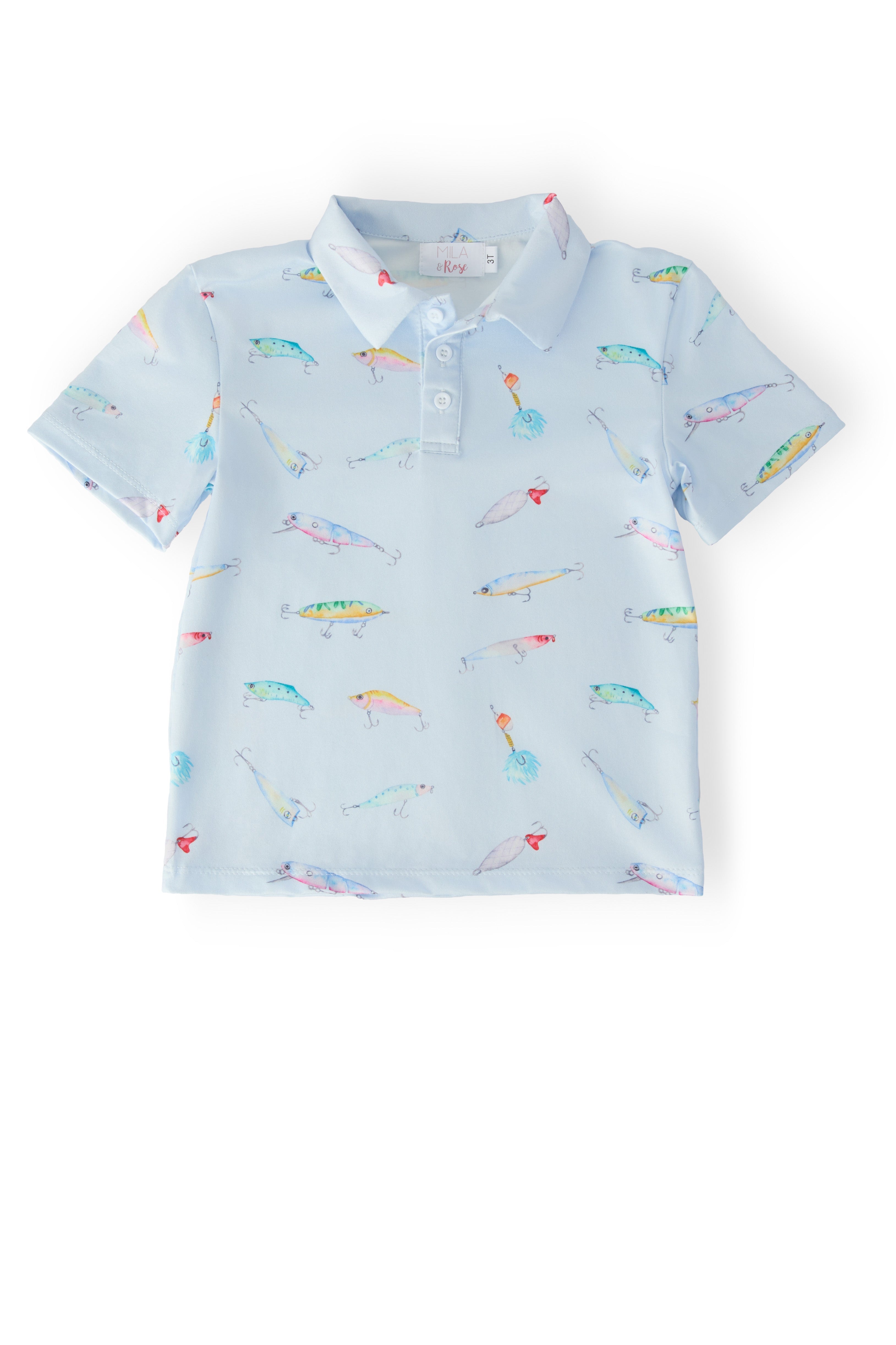 Jungen Poloshirt mit Angelhaken, kurzärmlig