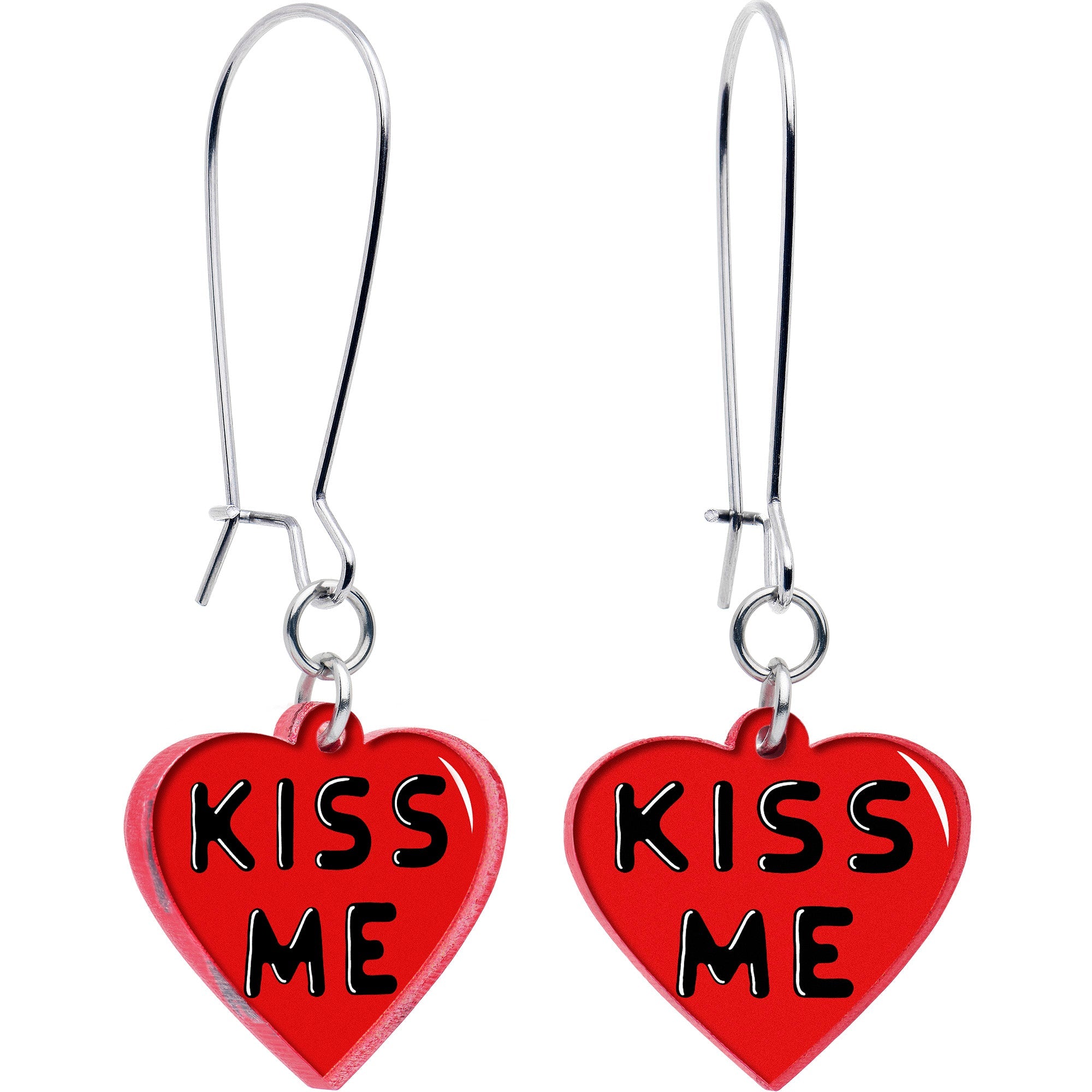 Kiss Me Heart Dangle Earrings — Onyx O Exclusive | Hypoallergenic Stainless Steel