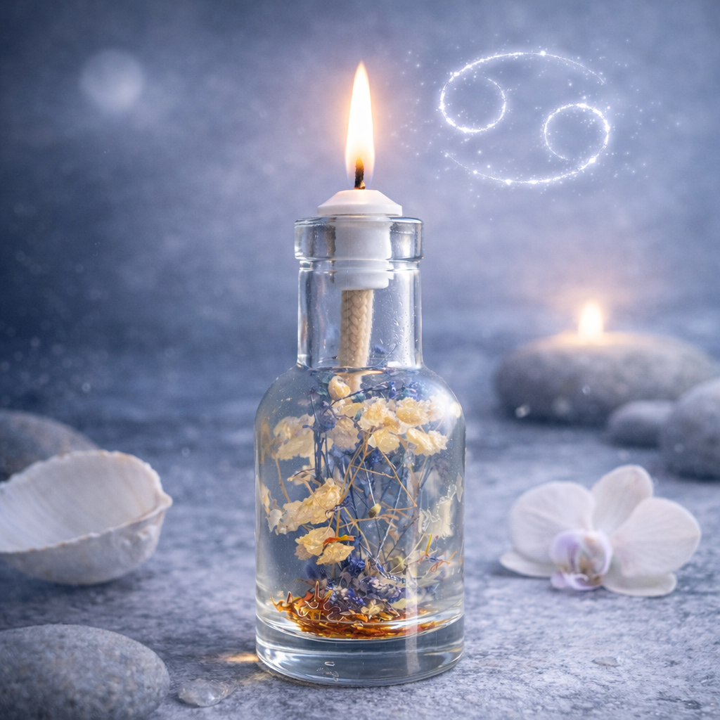 Cancer Ritual Oil Candle | Sea Salt & Orchid Scent | Refillable, Eco-Conscious