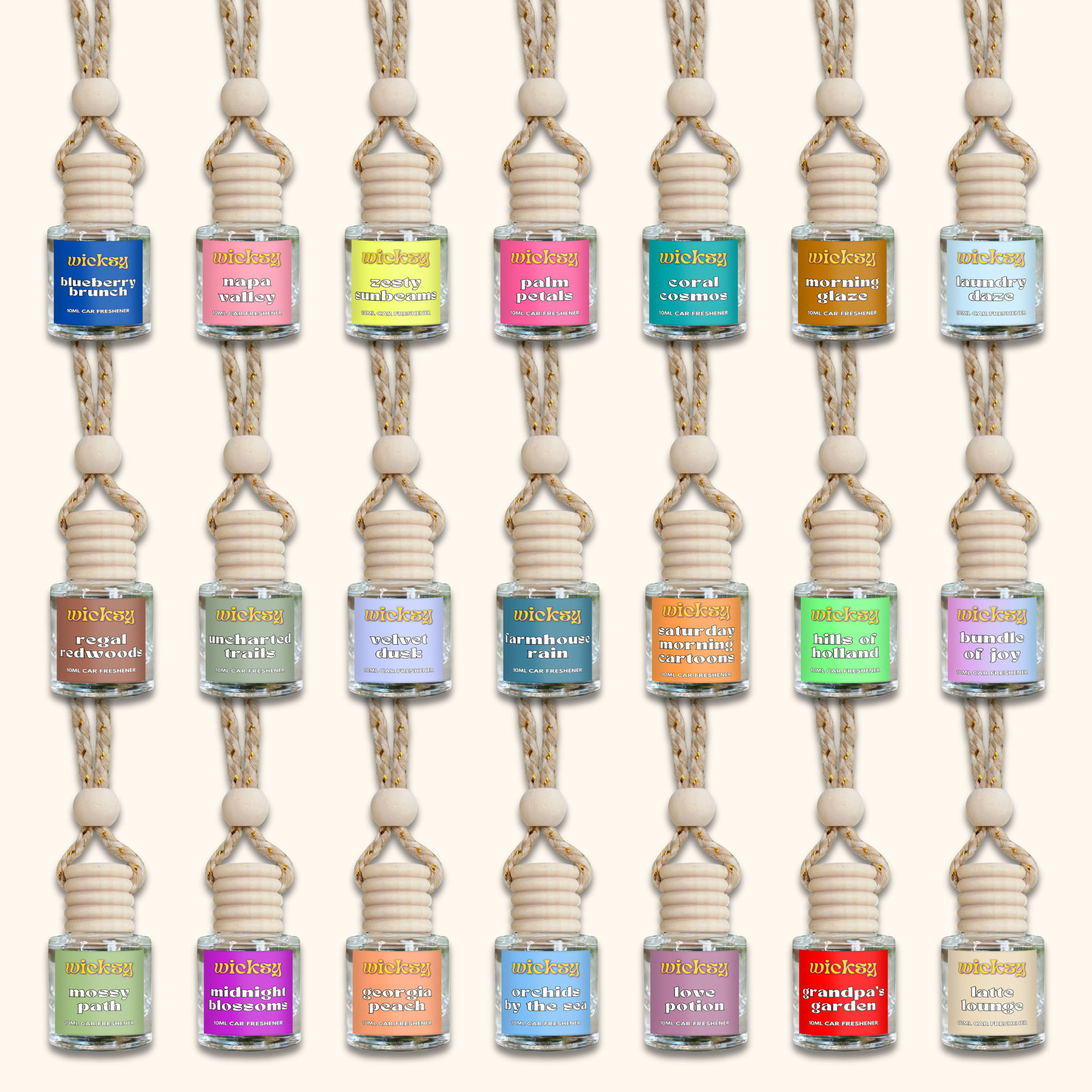 Wicksy 10ml Car Freshener | 60+ Scents | Refillable, Plant-Based, 3–4 Week Fragrance