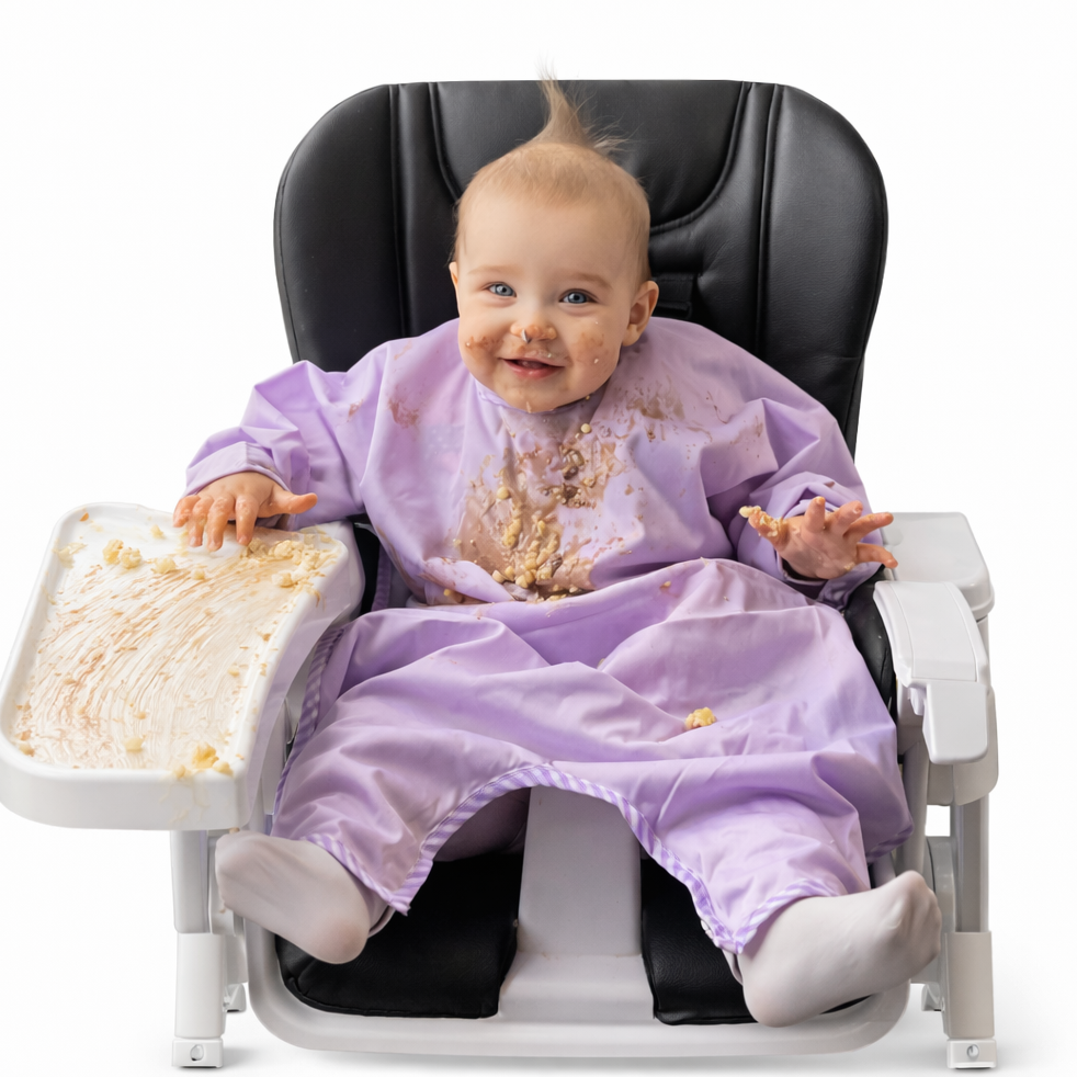 Full Body Coverage Toddler Bib – Mess-Free Mealtimes for Self-Feeding Babies