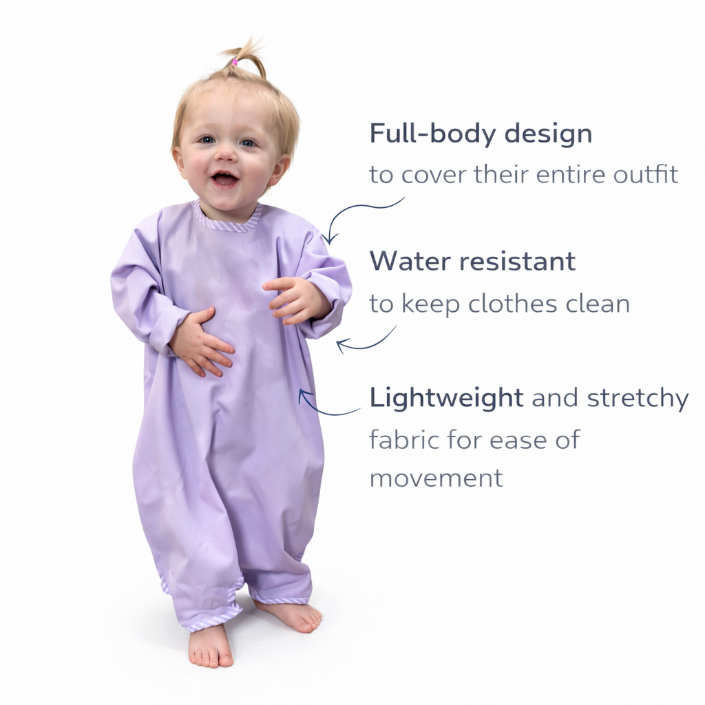 Full Body Coverage Toddler Bib – Mess-Free Mealtimes for Self-Feeding Babies