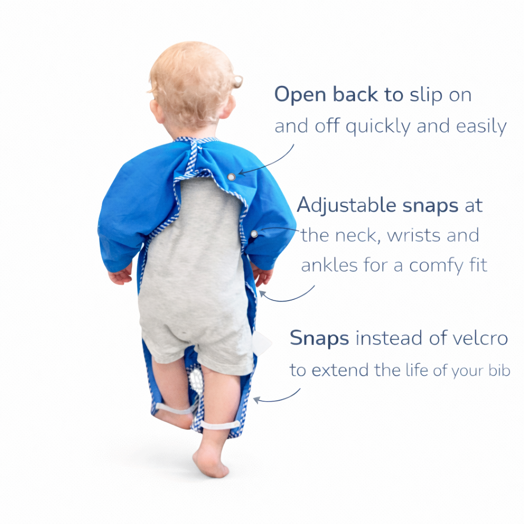 Full Body Coverage Toddler Bib – Mess-Free Mealtimes for Self-Feeding Babies