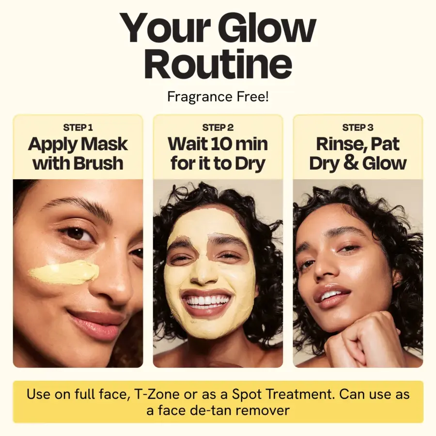 Gleamin 3-in-1 Kurkuma aufhellende Gesichtsmaske | 10-Minuten-Naturbehandlung