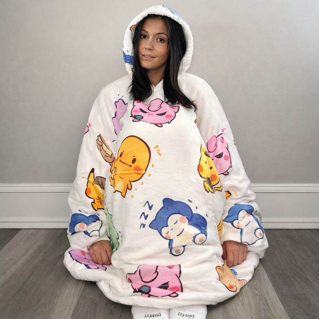 Kawaii Anime tragbare Decken-Hoodie — Hochwertiges 1,1 kg Sherpa