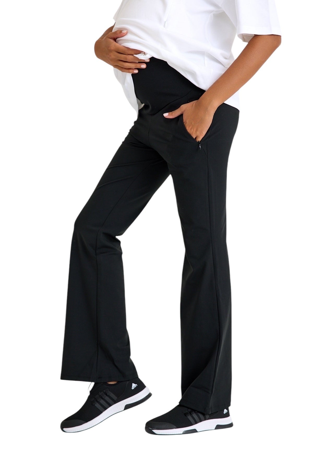 Maternity Flare Trousers – High-Waist Warm Lined Pregnancy Pants