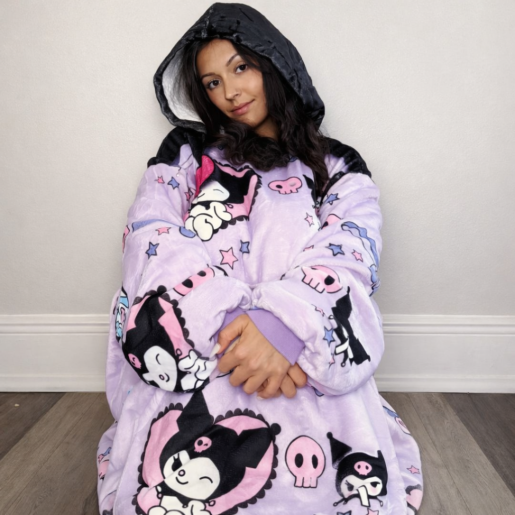 Kawaii Tragbarer Decken-Hoodie — Süßer & Kuscheliger Premium Sherpa (1,13 kg)