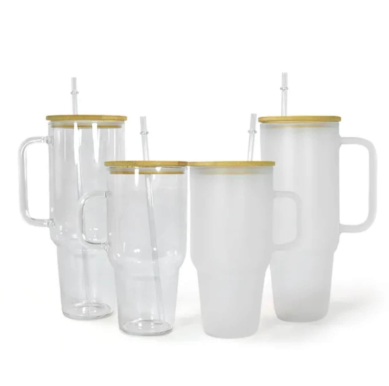 Sublimations-Glastrinkbecher – 32oz oder 40oz | Transparent oder Matt | Bambus- oder Plastikdeckel
