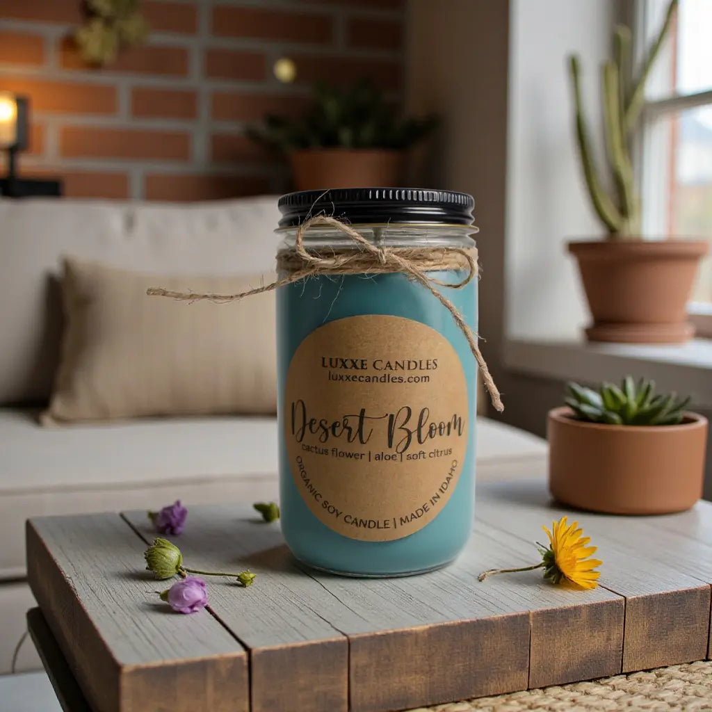 Desert Bloom Soy Candle – Hand-Poured Organic Soy Wax, Farmhouse Style