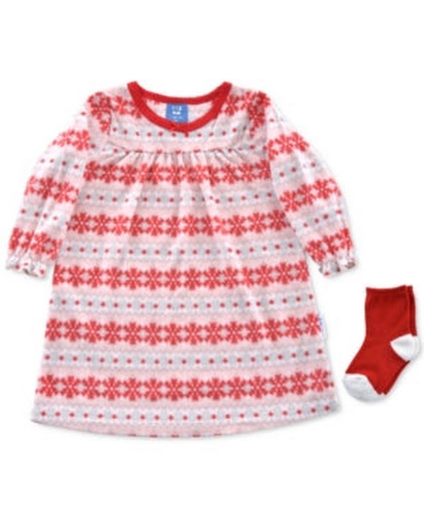 Max & Olivia Girls Nightgown with Matching Socks – Fair Isle Print