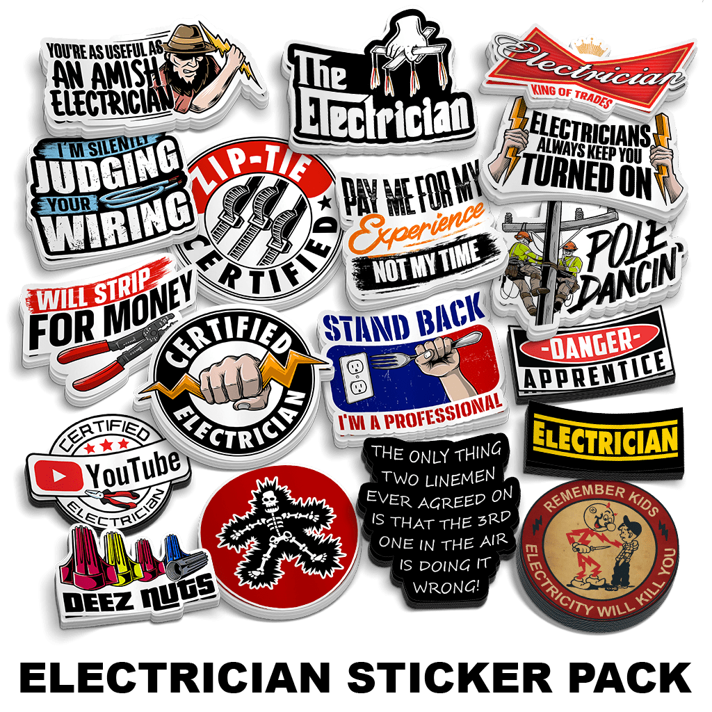 Electrician Sticker Pack | 18 Hard Hat Vinyl Stickers