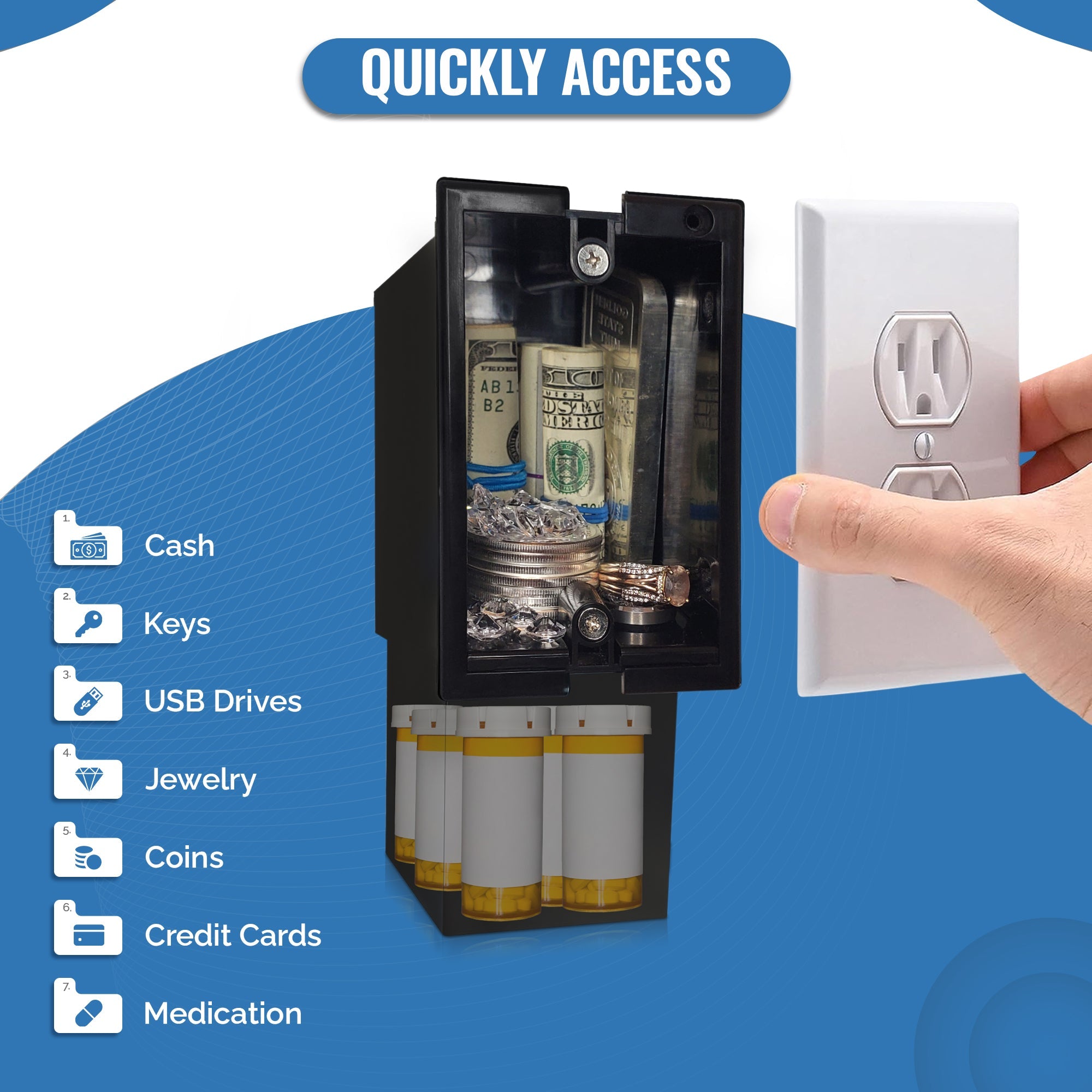 Wall Outlet Diversion Safe – Magnetic Hidden Safe with Easy Install
