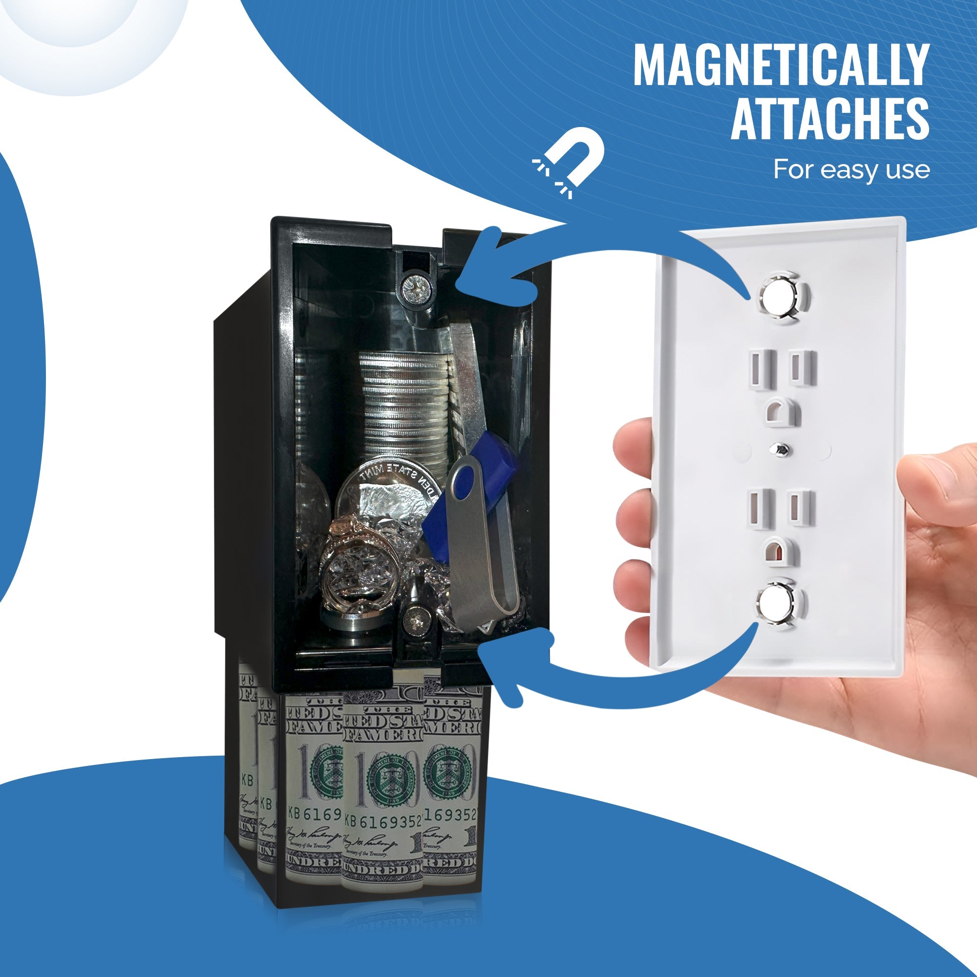 Wall Outlet Diversion Safe – Magnetic Hidden Safe with Easy Install