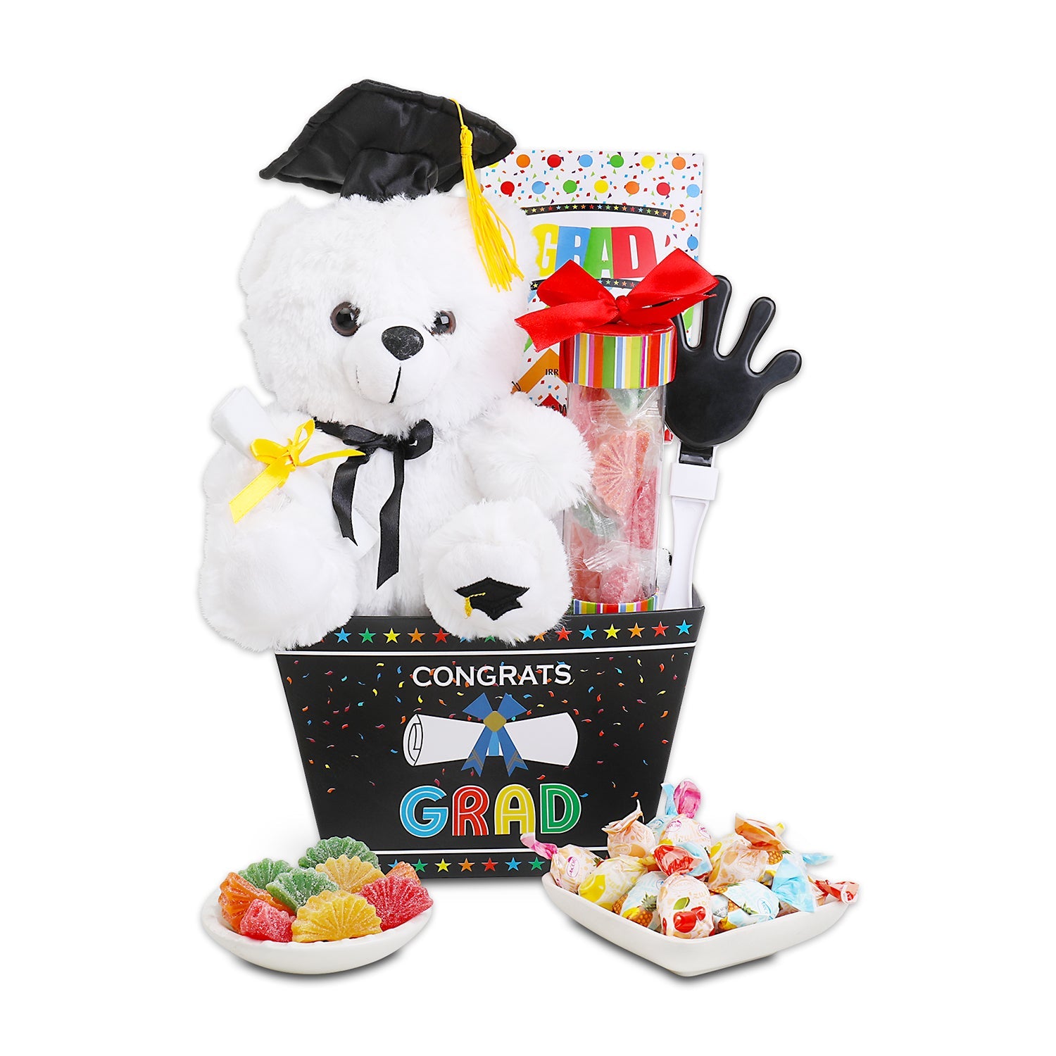 Herzlichen Glückwunsch zum Abschluss! Geschenkekorb zur Graduierung – Erinnerungsstücke, Süßigkeiten & Feier