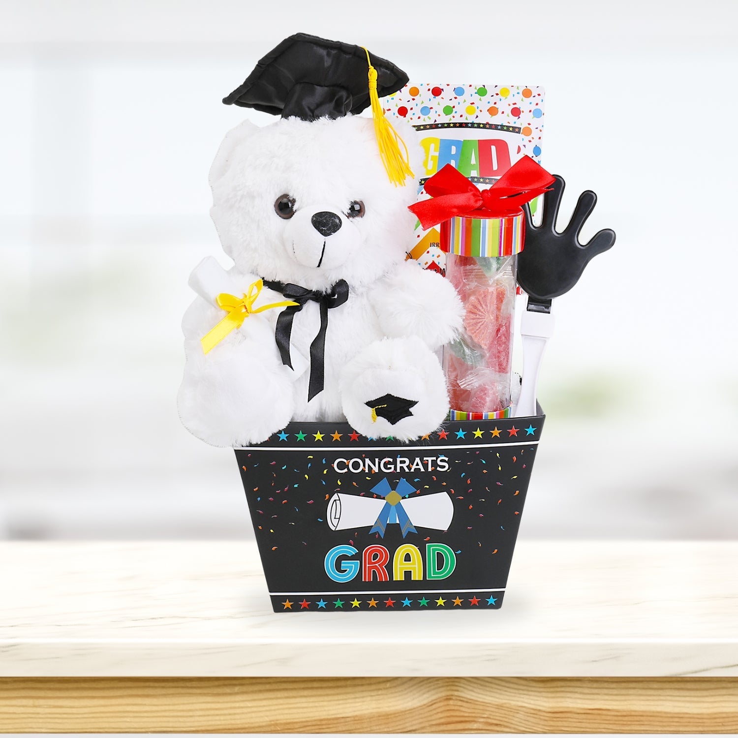 Herzlichen Glückwunsch zum Abschluss! Geschenkekorb zur Graduierung – Erinnerungsstücke, Süßigkeiten & Feier