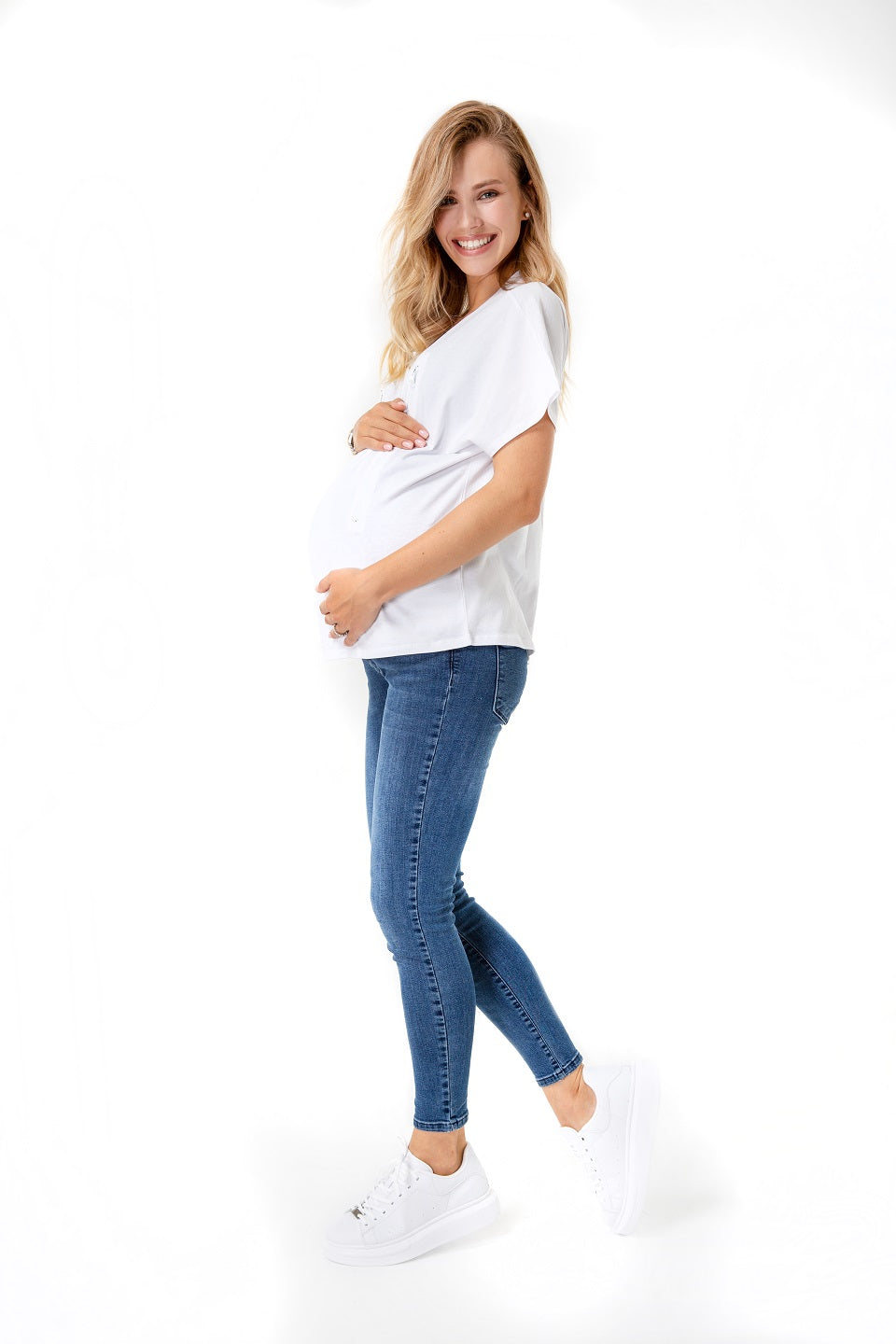 Oversize Umstands- & Still-T-Shirt – Reißverschlusszugang 100 % Baumwolle