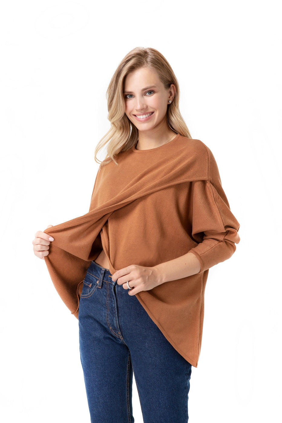 Maternity & Nursing Crossover Knit Top – 100% Cotton