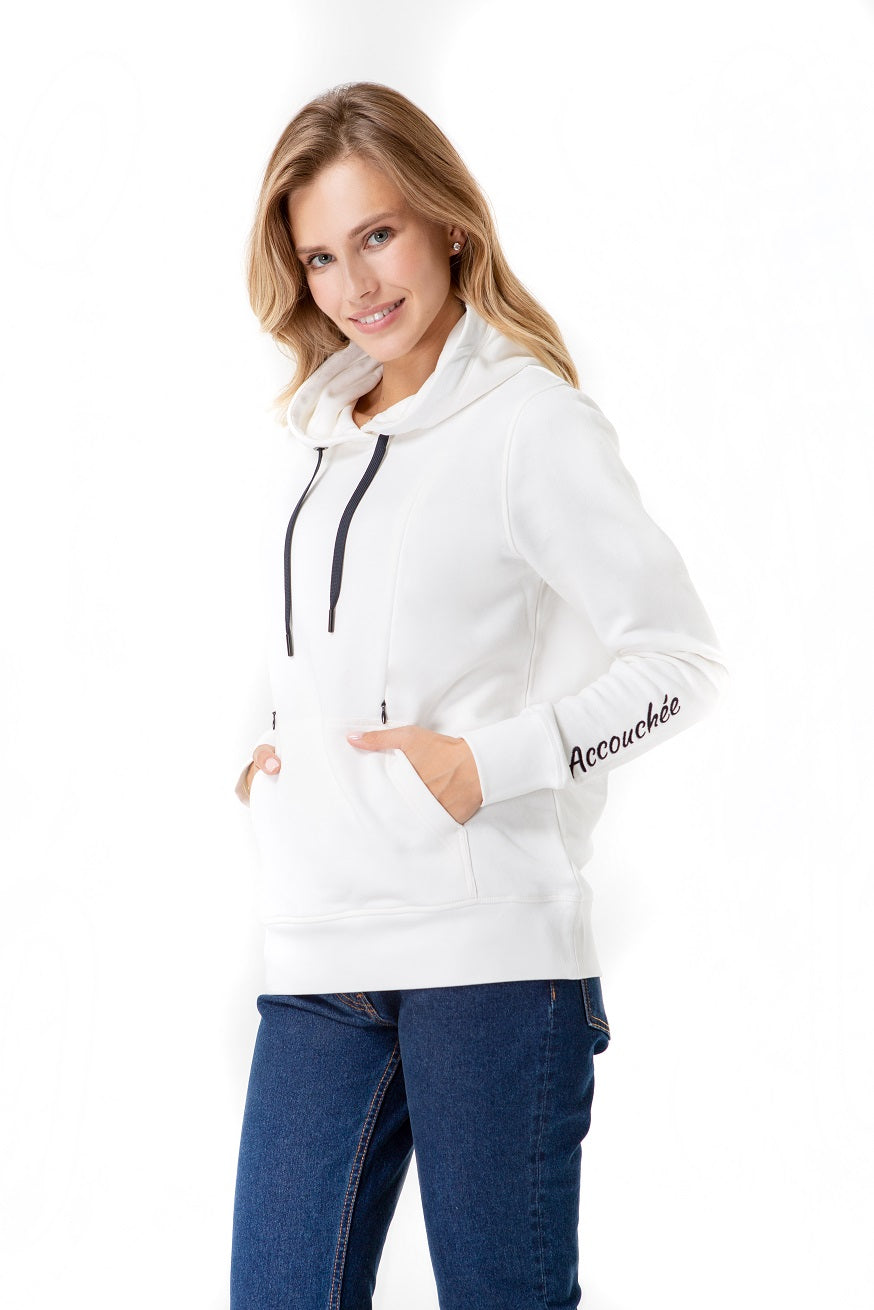 Maternity & Nursing Hoodie – Dual Zip Cotton Bump & Nursing Sweatshirt