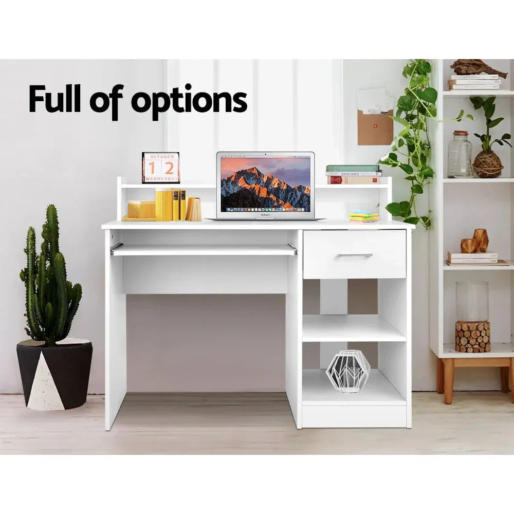 Office Computer Desk with Storage - White