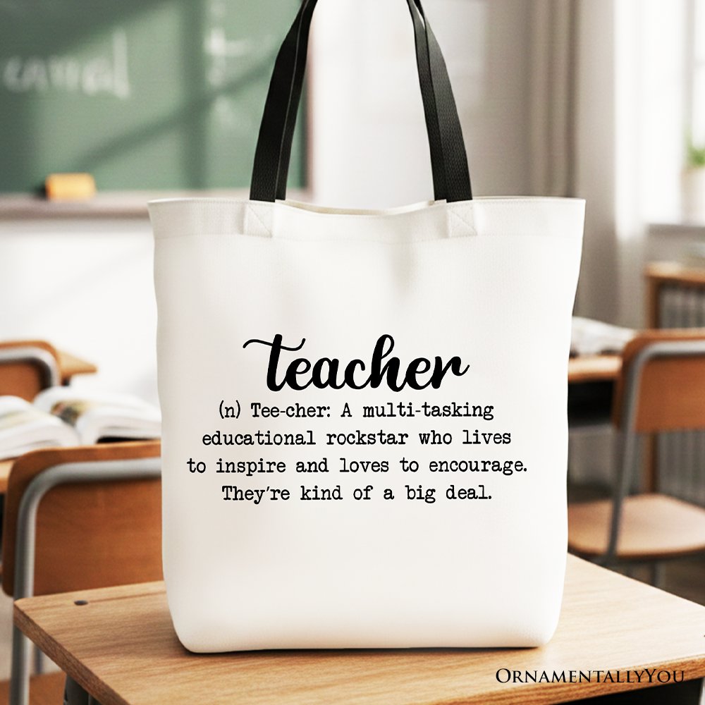 Teacher Definition Canvas Tote Bag | Inspirational Gift for Educators
