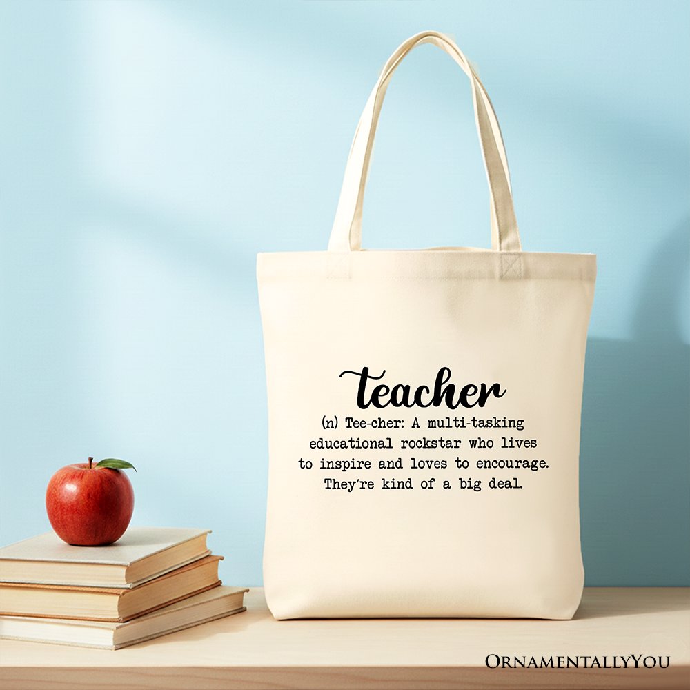Teacher Definition Canvas Tote Bag | Inspirational Gift for Educators