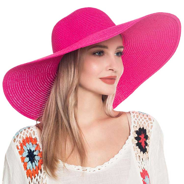 Solid Floppy Straw Sun Hat – Wide Brim, UV Protection, Packable & Crushable