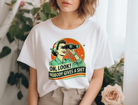 Funny Retro Woman Graphic T-Shirt – Bamboo Cotton Blend, Unisex