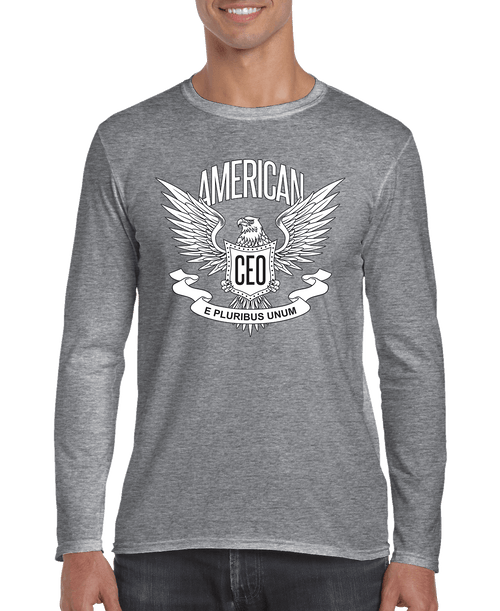 American CEO Patriotischer Adler Herren Langarmshirt | Schwarz, Grau & Rot | S–3XL