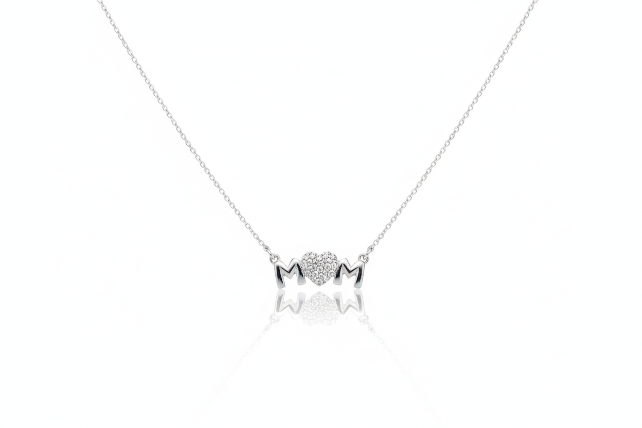 Mutter-Halskette aus Sterlingsilber mit Diamantherz – Ein herzliches Geschenk