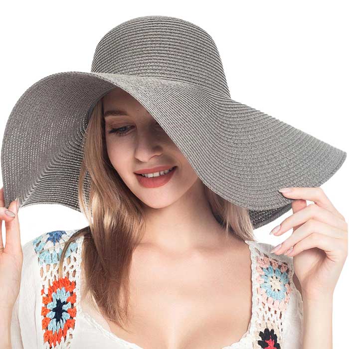 Solid Floppy Straw Sun Hat – Wide Brim, UV Protection, Packable & Crushable