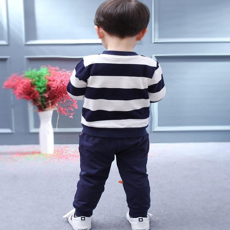 Baby Boy Bear Stripe Two-Piece Set — Soft Long Sleeve Top & Harem Pants | 6M–5T