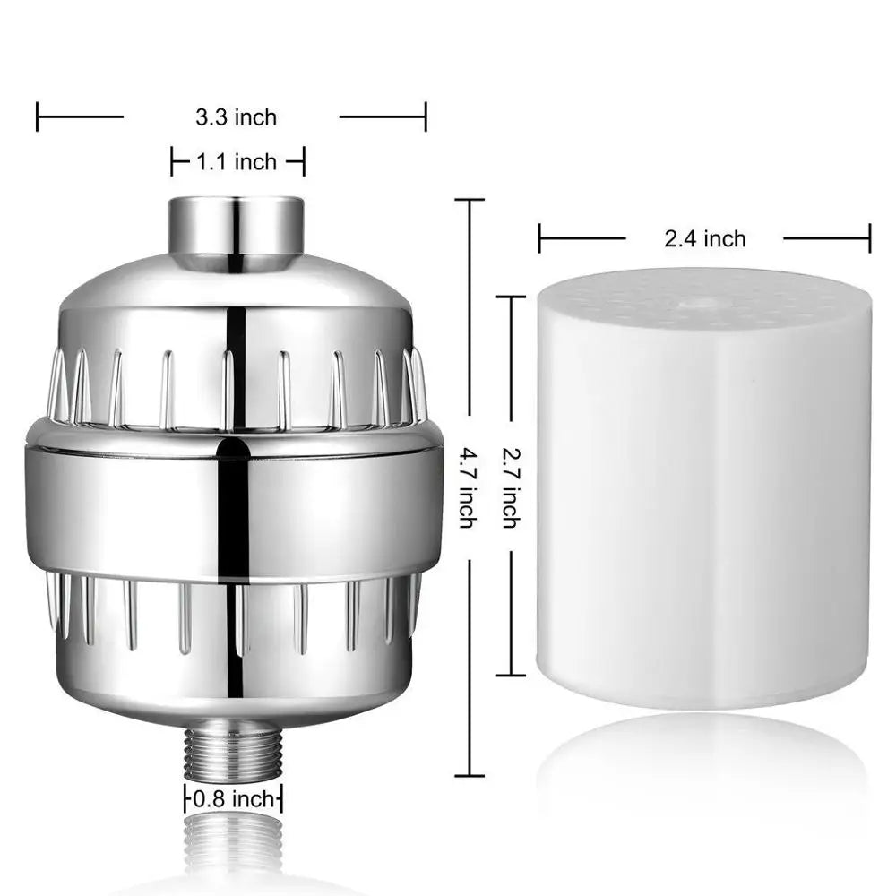 15-Stage Shower Water Filter | Chlorine Removal for Skin & Hair Health