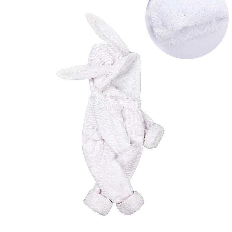 White plush bunny toy on a white background
