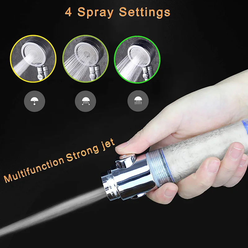 High Pressure Filtered Shower Head | 3 Spray Modes, Water-Saving, Chrome Finish