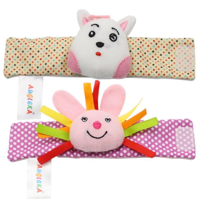 Baby Wrist Rattles & Foot Finder Socks Set – Soft Animal Infant Toy