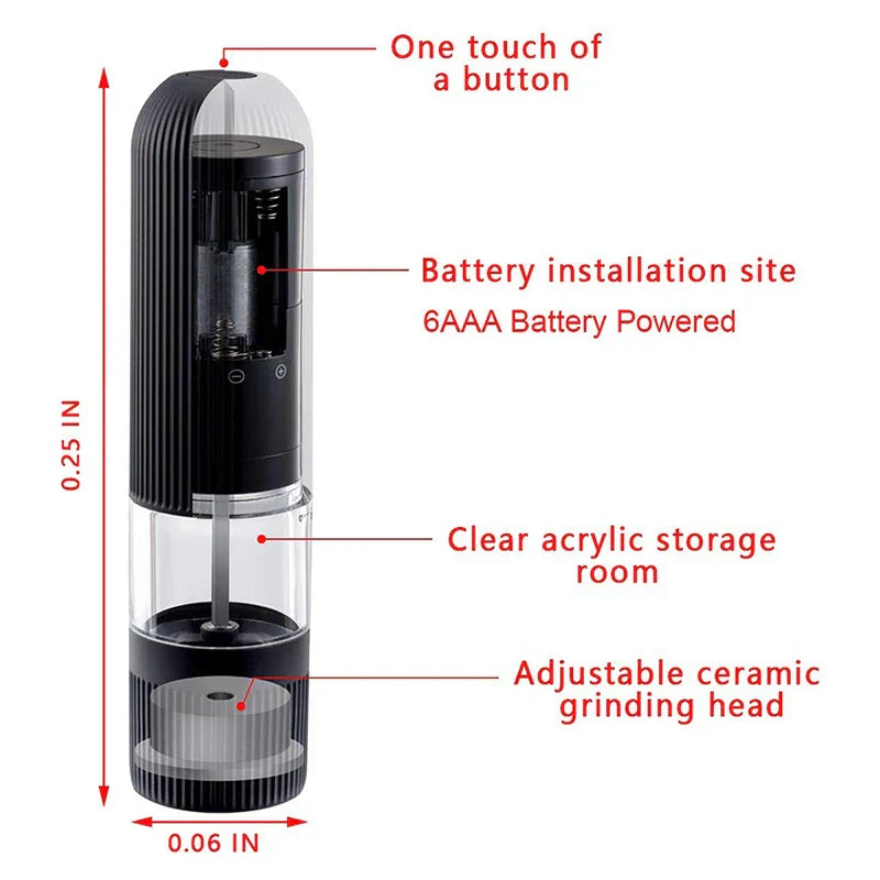 Automatic Electric Salt & Pepper Grinder | Adjustable Coarseness