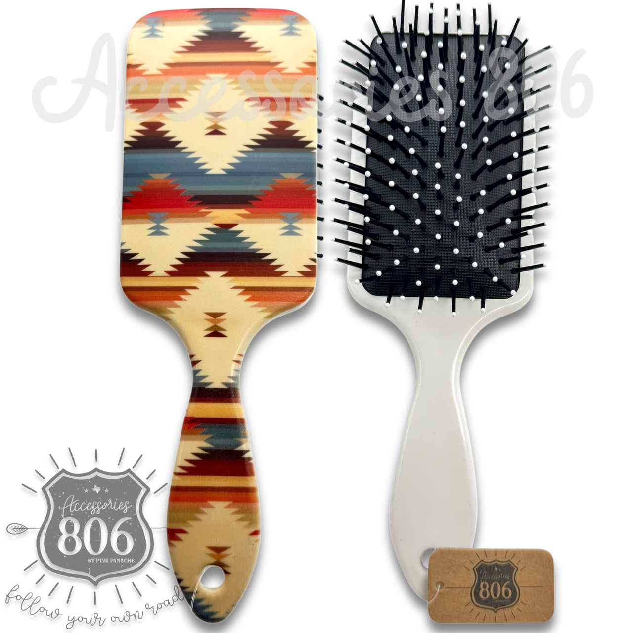 Western Print Paddle Hairbrush – Assorted Designs