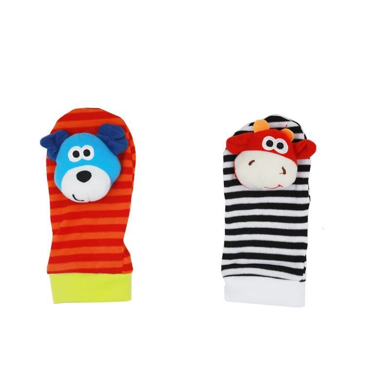 Baby Wrist Rattles & Foot Finder Socks Set – Soft Animal Infant Toy
