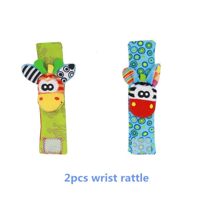 Baby Wrist Rattles & Foot Finder Socks Set – Soft Animal Infant Toy