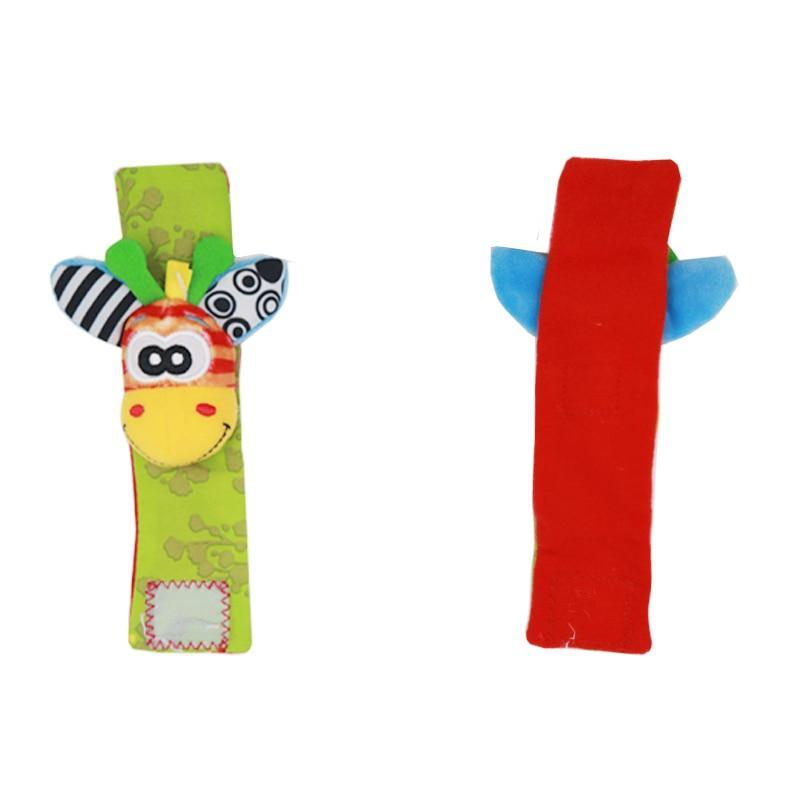 Baby Wrist Rattles & Foot Finder Socks Set – Soft Animal Infant Toy