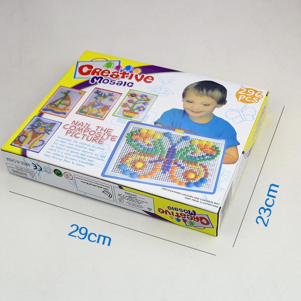 Box of Creative Mosaic children's craft set with measurements on a white background