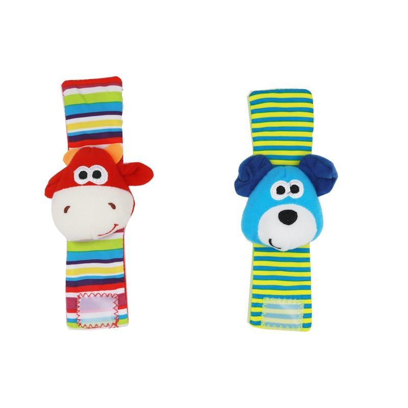 Baby Wrist Rattles & Foot Finder Socks Set – Soft Animal Infant Toy