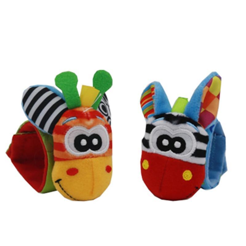 Baby Wrist Rattles & Foot Finder Socks Set – Soft Animal Infant Toy